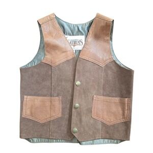 Diamond Leathers Vintage Western Leather Suede Vest Womens Size 12‎